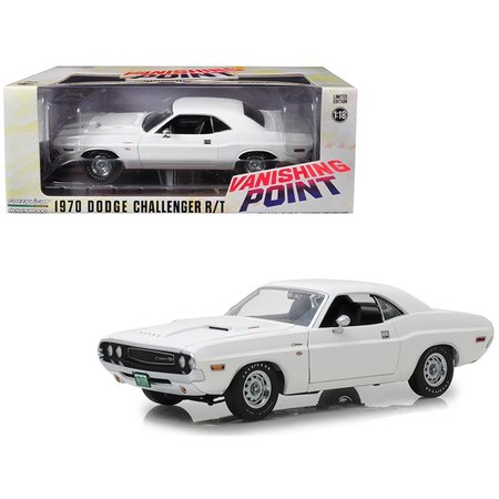 GREENLIGHT 1 by 18 Scale Diecast for 1970 Dodge Challenger R-T Vanishing Point Model Car, White GR95512